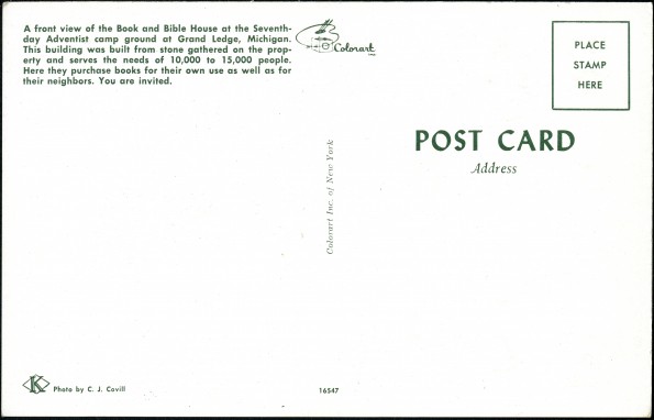 Front view of the book and bible house at Grand Ledge campground