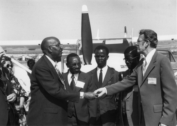 Mission aircraft, sponsored by the Quiet Hour, being dedicated in Dallas at the General Conference Session, 1980