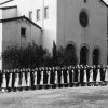 College of Medical Evangelists School of Nursing graduating class outside the church, 1940s