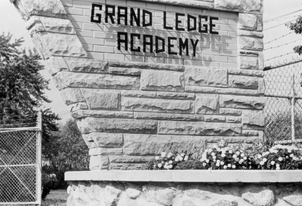 Grand Ledge Academy sign, 1970s