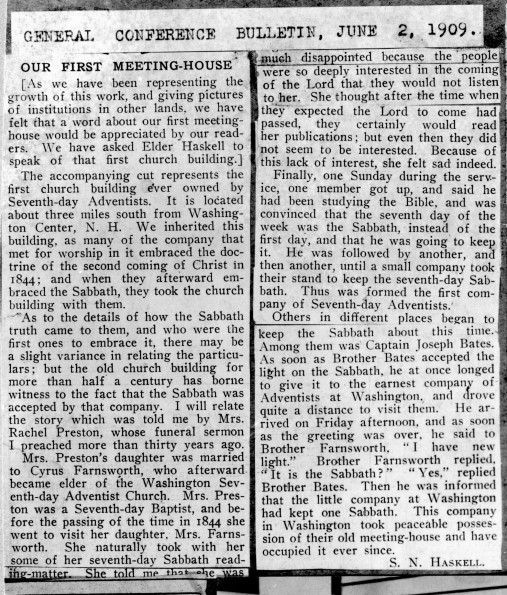 First SDA meeting-house, New Hampshire