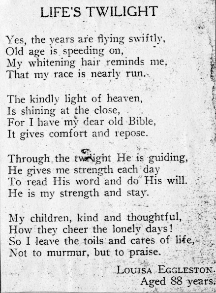 Louisa Eggleston poem
