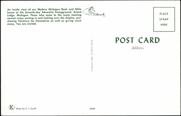 Inside view of the book and bible house at Grand Ledge campground