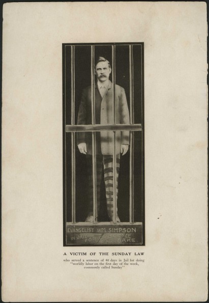 Evangelist Wm. Simpson in jail for conscience sake