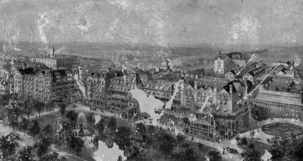 Battle Creek Sanitarium aerial view in the late 1890s