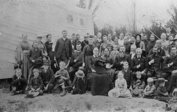 Ellen G. White in a group at Reno, Nevada, camp meeting 1888.