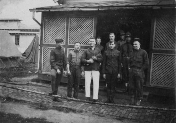 Unknown group of military servicemen ready to sing