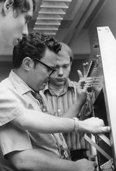 Walla Walla College engineering students in a lab