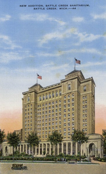 Battle Creek Sanitarium soon after the tower was added [drawing]