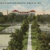 Battle Creek Sanitarium tennis courts with the Annex Building visable in the background [drawing]