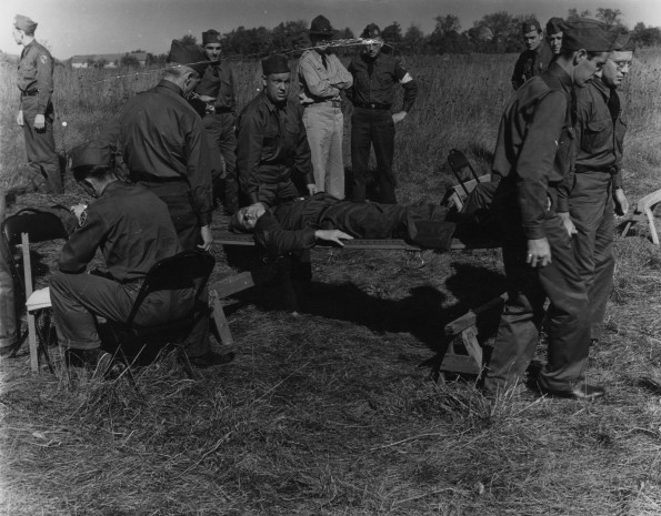 Medical Cadet Corps practice carrying a stretcher