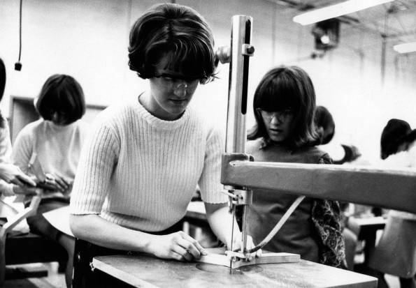Andrews University Elementary Junior High students in manual training class