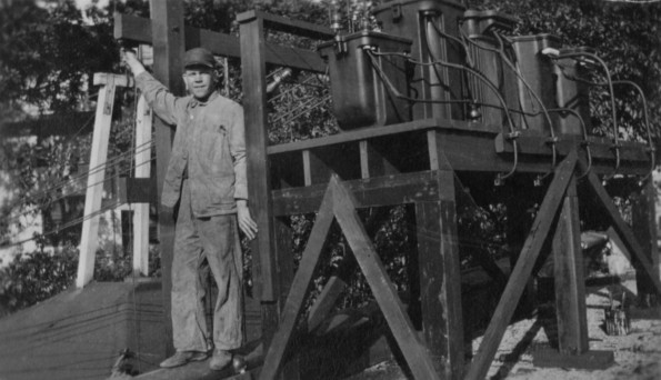 Unknown man with electric transformers