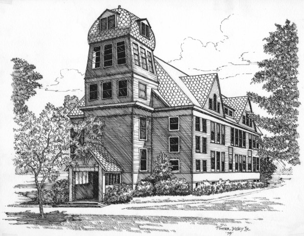 Artist drawing of Emmanuel Missionary College Administration Building [original art]