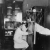 Battle Creek Sanitarium patient undergoing fluoroscopic x-ray testing