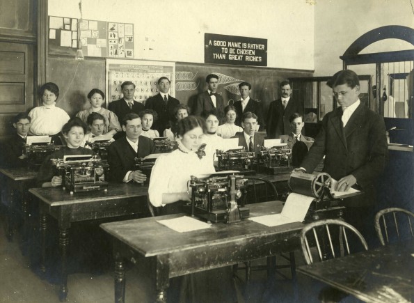 Typing class in the Walla Walla College Business Department, 1910-1911