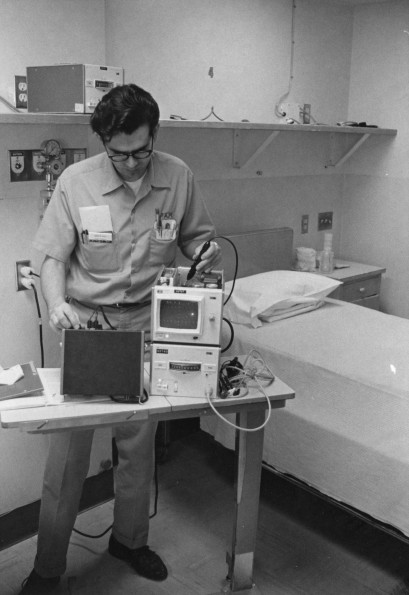 Walla Walla College electrical engineering student testing medical equipment