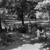 Hinsdale Sanitarium and Hospital patients and staff enjoying the Sanitarium grounds