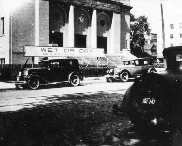 1932 Prohibition meeting board, Battle Creek Tabernacle