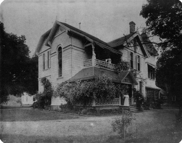 Ellen G. White in a wheel chair on the porch of her Elmshaven, California, home, about 1914 or 195