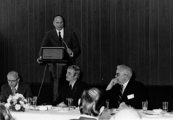 Andrews University vice president for academic administration Joseph Grady Smoot speaking at the faculty board banquet