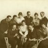Professor Paul T. Gibbs and a group of Union College students look at College publication, 1919