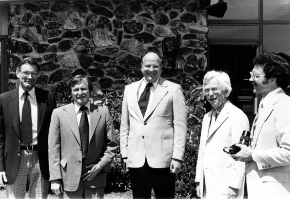 Andrews University president Joseph Grady Smoot and vice president meet with people of Dow Associates architectural firm