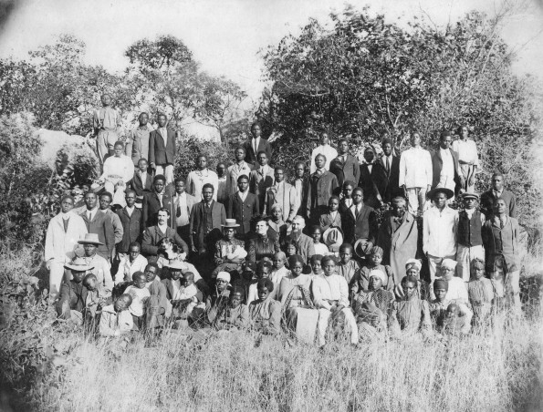 A group of converted Africans near Solusi Mission, southern Africa