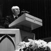 Andrews University president Richard L Hammill speaking in Pioneer Memorial Church