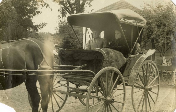 Ellen G. White and Sara McEnterfer ready for a buggy ride