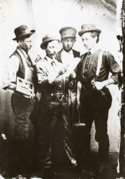 J. Warren Bacheller and Homer M. Aldrich with two unknown people