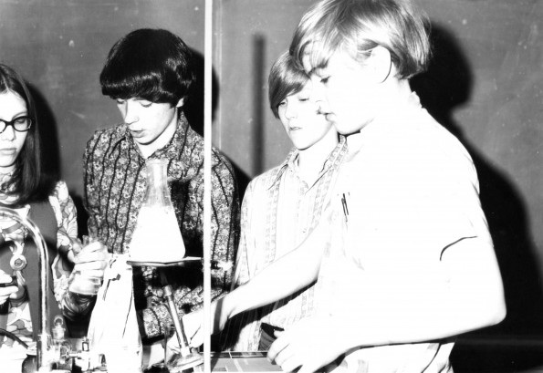 Andrews University Elementary Junior High students in chemistry lab