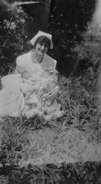 Hinsdale Sanitarium and Hospital nurse with 2 infants