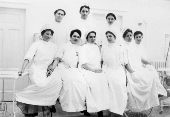 Battle Creek Sanitarium staff members from a treatment area