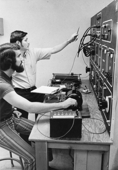 Walla Walla College engineering students in an electrical lab