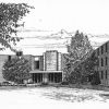 Artist drawing of Andrews University Meier Hall [original art]
