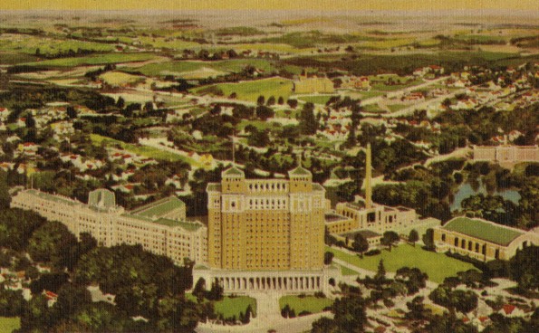 Percy Jones General Hospital from the air [drawing]