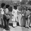 Festival of Faith, Lincoln Nebraska, 1978, Festival attendees witness on the University of Nebraska campus with   Smoking Sam