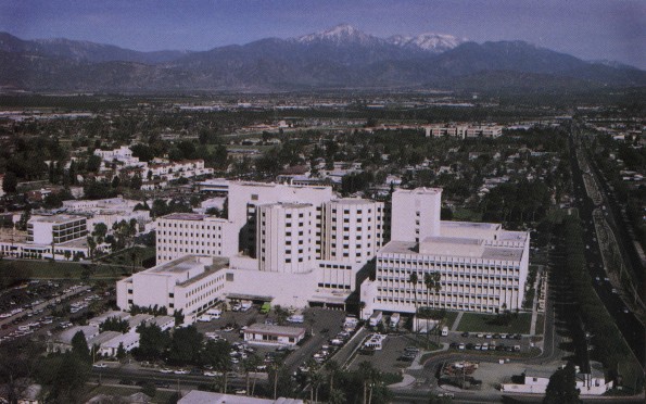 Loma Linda University Medical Center ariel view from the Campus Drive side probably from the early 1990s