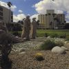 Loma Linda University Good Samaritan sculpture with the School of Dentistry and the Medical Center before the addition of the Chan Shun and Coleman pavilions