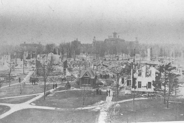 Battle Creek Sanitarium after the fire, February 1902