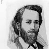 Charcoal drawing of Battle Creek College president Sidney Brownsberger [original art]