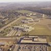 Andrews University aerial view showing Apple Valley Market, Ruth Murdoch Elementary School , Andrews Academy and University Apartment Complex
