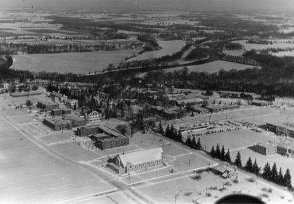 Andrews University aerial view from the south-west in winter