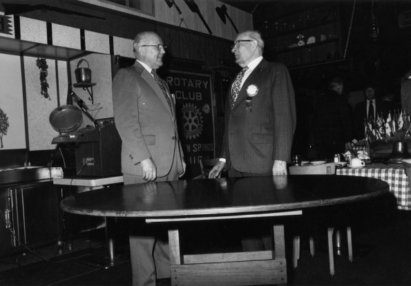 Vernon Edward Garber with a senior member of the Berrien Springs Rotary Club