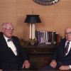 W. Richard Lesher and Floyd Rittenhouse converse at Andrews University president's office