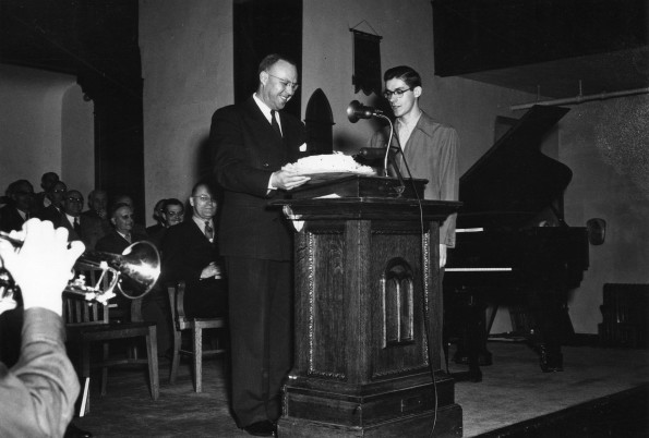 Emmanuel Missionary College president Percy Willis Christian recieved a surprise birthday cake