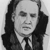 Charcoal drawing of Andrews University president Floyd O Rittenhouse [original art]