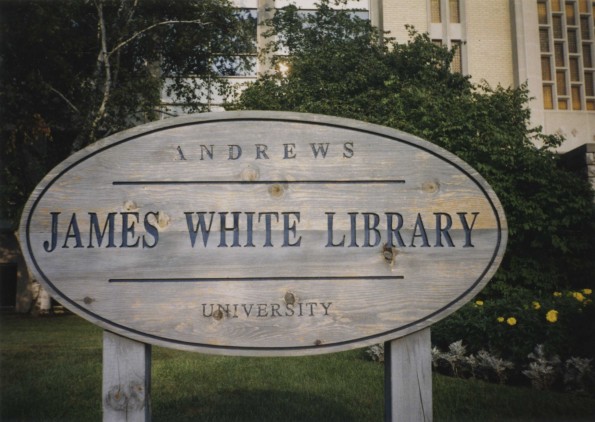 Andrews University James White Library signs