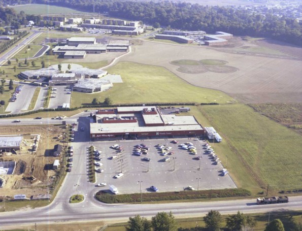 Andrews University aerial view showing Apple Valley Market